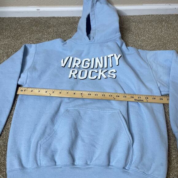 Virginity Rocks hoodie sweatshirt blue Danny Duncan SZ M 100% Cotton - Picture 4 of 8